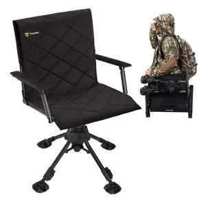Hunting Chair with Seat Cover, 360° Silent Swivel Seat, Standard | 4 Adjustable Legs for Any Terrain, Comfort Armrests, Quick-Fold Portable, Ultra-Stable Ground Blind Chair Hunting Chair with Seat Cover, 360° Silent Swivel Seat, Standard | 4 Adjustable Legs for Any Terrain, Comfort Armrests, Quick-Fold Portable, Ultra-Stable Ground Blind Chair