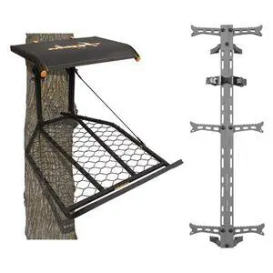 The Boss XL Wide Stance Hang-On Tree Stand Platform & Hawk Helium Set The Boss XL Wide Stance Hang-On Tree Stand Platform & Hawk Helium Set