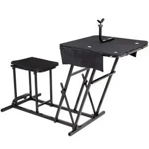 Foldable Shooting Table, Height Adjustable Shooting Bench with Adjustable Gun Rest, Ammo Pockets, Padded Seat, Portable Shooting Bench Rest for Rifles, Hunting, Outdoor Foldable Shooting Table, Height Adjustable Shooting Bench with Adjustable Gun Rest, Ammo Pockets, Padded Seat, Portable Shooting Bench Rest for Rifles, Hunting, Outdoor