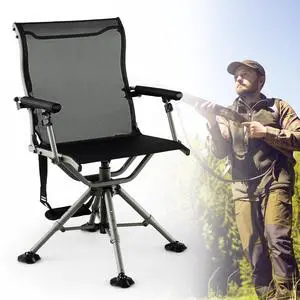 Hunting Chair, 360 Degree Silent Swivel Blind Chair with 4 Adjustable Legs, Foot Pads & Armrests, Portable Folding Hunting Chairs for Blinds, Fishing, Camping Hunting Chair, 360 Degree Silent Swivel Blind Chair with 4 Adjustable Legs, Foot Pads & Armrests, Portable Folding Hunting Chairs for Blinds, Fishing, Camping