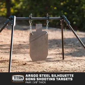 Pair 3/8" AR500 Steel Silhouette Gong Shooting Targets, 20" x 12" Laser-Cut Raw Steel Practice Plate, 0.5" Mounting Holes, for Precision Target Shooting Pair 3/8" AR500 Steel Silhouette Gong Shooting Targets, 20" x 12" Laser-Cut Raw Steel Practice Plate, 0.5" Mounting Holes, for Precision Target Shooting