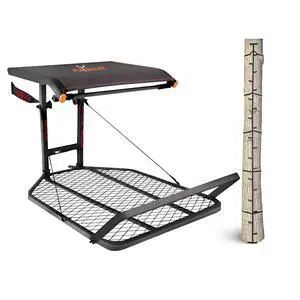 Captain XC Steel Hang-On Treestand w/14 x 8 in. Flip-Back Seat Bundled with Quick Stick Climbing Sticks, Hunting Gear for Deer Stands Captain XC Steel Hang-On Treestand w/14 x 8 in. Flip-Back Seat Bundled with Quick Stick Climbing Sticks, Hunting Gear for Deer Stands