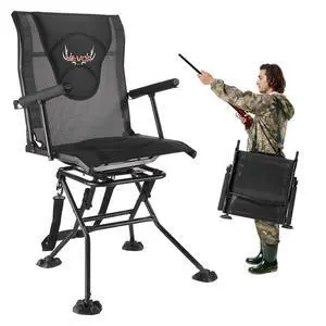 Hunting Chair, 360° Silent Swivel, Foldable Portable Blind Chair, Heavy-Duty Steel Frame Ground Stool Seat, with Armrests, Adjustable Carry Strap, Anti-Sink Feet, 300 Lbs Capacity for Fishing Hunting Chair, 360° Silent Swivel, Foldable Portable Blind Chair, Heavy-Duty Steel Frame Ground Stool Seat, with Armrests, Adjustable Carry Strap, Anti-Sink Feet, 300 Lbs Capacity for Fishing