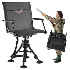 Hunting Chair, 360° Silent Swivel, Foldable Portable Blind Chair, Heavy-Duty Steel Frame Ground Stool Seat,with Armrests, Anti-Sink Feet, Height Adjustable, 350 Lbs Capacity for Fishing Camping Hunting Chair, 360° Silent Swivel, Foldable Portable Blind Chair, Heavy-Duty Steel Frame Ground Stool Seat,with Armrests, Anti-Sink Feet, Height Adjustable, 350 Lbs Capacity for Fishing Camping