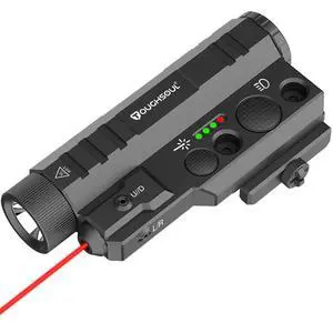 Mlok Picatinny Tactical Flashlight Green Red Laser Sight Combo | 2400 Lumen Max Light, Momentary Strobe Function (Red Laser) Mlok Picatinny Tactical Flashlight Green Red Laser Sight Combo | 2400 Lumen Max Light, Momentary Strobe Function (Red Laser)