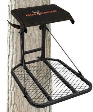Captain Hang-On Treestand, Lightweight Steel Construction & Flip-Back 14" x 12" Flex-Tek Seat, 300 lbs Weight Rating, & Foot Platform Captain Hang-On Treestand, Lightweight Steel Construction & Flip-Back 14" x 12" Flex-Tek Seat, 300 lbs Weight Rating, & Foot Platform
