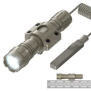 Rifle Light M Lock Flashlight 1200 Lumens IP65 Waterproof LED Rail Mounted Ar Tactical Flashlight with Pressure Switch (Khaki) Rifle Light M Lock Flashlight 1200 Lumens IP65 Waterproof LED Rail Mounted Ar Tactical Flashlight with Pressure Switch (Khaki)