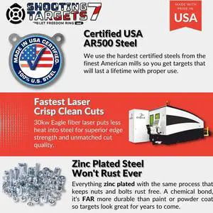 AR500 Steel Targets - 2100 FPE - 3/8 Inch AR500 Steel Gong - Laser Cut, Zinc Plated, Reactive AR500 Steel Targets - 2100 FPE - 3/8 Inch AR500 Steel Gong - Laser Cut, Zinc Plated, Reactive