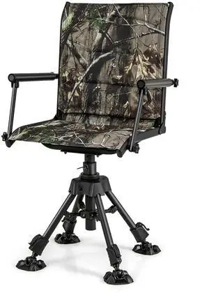 Moccha Swivel Hunting Chair - 360 Degree Camo Blind Chair with 4 Adjustable Legs, Foot Pads & Armrests, Portable Folding Hunting Seat, Silent Hunting Chairs for Blinds, Fishing (Metal Leg, Camouflage) Moccha Swivel Hunting Chair - 360 Degree Camo Blind Chair with 4 Adjustable Legs, Foot Pads & Armrests, Portable Folding Hunting Seat, Silent Hunting Chairs for Blinds, Fishing (Metal Leg, Camouflage)