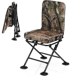 Hunting Chair, 360 Degree Swivel Camouflage Portable Folding Hunting Blind Chair with Padded Cushion, Adjustable Foot Pads for Blinds, Fishing, Camping Hunting Chair, 360 Degree Swivel Camouflage Portable Folding Hunting Blind Chair with Padded Cushion, Adjustable Foot Pads for Blinds, Fishing, Camping
