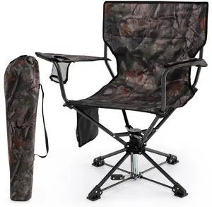 Hunting Chair, 360 Degree Silent Swivel Blind Chair with Cup Holder, Storage Pocket, Portable Folding Hunting Chairs with Carrying Bag for Blinds, Camping, No Assembly Needed (Camouflage) Hunting Chair, 360 Degree Silent Swivel Blind Chair with Cup Holder, Storage Pocket, Portable Folding Hunting Chairs with Carrying Bag for Blinds, Camping, No Assembly Needed (Camouflage)