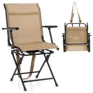 Moccha Hunting Chair, 360° Swivel Blind Chair w/Armrest & Mesh Back, Non-Slipping Pads, Sturdy Metal Frame, 330LBS Capacity, Portable and Silent Folding Hunting Chairs for Blinds (Brown) Moccha Hunting Chair, 360° Swivel Blind Chair w/Armrest & Mesh Back, Non-Slipping Pads, Sturdy Metal Frame, 330LBS Capacity, Portable and Silent Folding Hunting Chairs for Blinds (Brown)