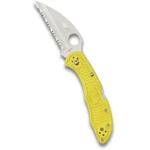 Salt 2 Wharncliffe Folding Pocket Knife, SpyderEdge | Yellow, 7.15" Overall Length, 2.9" H-2 Steel Blade, FRN Handle, Back Lock, Hollow Grind Salt 2 Wharncliffe Folding Pocket Knife, SpyderEdge | Yellow, 7.15" Overall Length, 2.9" H-2 Steel Blade, FRN Handle, Back Lock, Hollow Grind