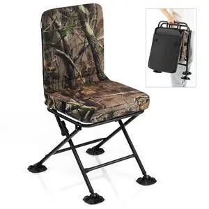 Hunting Chair, 360 Degree Swivel Hunting Blind Chair w/ 3 Oversized Duck Feet & Camo Padded Cushion, 330 LBS Silent Waterproof Rustproof Folding Ground Blind Hunting Seat Stool for Outdoors Hunting Chair, 360 Degree Swivel Hunting Blind Chair w/ 3 Oversized Duck Feet & Camo Padded Cushion, 330 LBS Silent Waterproof Rustproof Folding Ground Blind Hunting Seat Stool for Outdoors