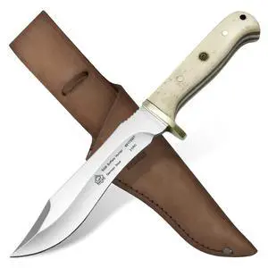 Buffalo Hunter - Hunting Knife with White Bone Handle Handmade from German 1.4116 Steel 5.7'' Fixed Blade Full Tang Includes High Quality Leather Sheath Buffalo Hunter - Hunting Knife with White Bone Handle Handmade from German 1.4116 Steel 5.7'' Fixed Blade Full Tang Includes High Quality Leather Sheath