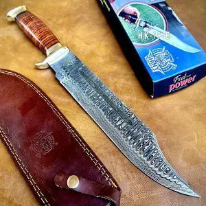 ® -18" Bowie Knife Gift for Men Crocodile Style Outdoor Knife with Leather Handle & Sheath for Camping, Hunting & Collectors (HK-19-E) ® -18" Bowie Knife Gift for Men Crocodile Style Outdoor Knife with Leather Handle & Sheath for Camping, Hunting & Collectors (HK-19-E)