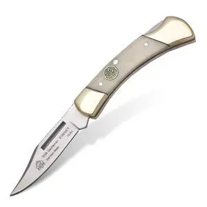 Gentleman - Pocket Knife with White Bone Handle | 2.3 Clip Point Folding Blade Handmade from German 1.4116 Steel - Lockback Mechanism - Brass Bolsters - Lightweight 2 oz Gentleman - Pocket Knife with White Bone Handle | 2.3 Clip Point Folding Blade Handmade from German 1.4116 Steel - Lockback Mechanism - Brass Bolsters - Lightweight 2 oz