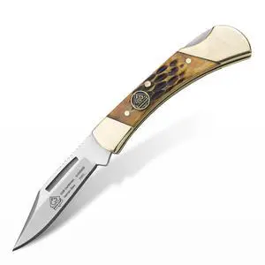 Gentleman - Pocket Knife with Brown Jigged Bone Handle | 2.3 Clip Point Folding Blade Handmade from German 1.4116 Steel - Lockback Mechanism - Brass Bolsters - Lightweight 2 oz Gentleman - Pocket Knife with Brown Jigged Bone Handle | 2.3 Clip Point Folding Blade Handmade from German 1.4116 Steel - Lockback Mechanism - Brass Bolsters - Lightweight 2 oz