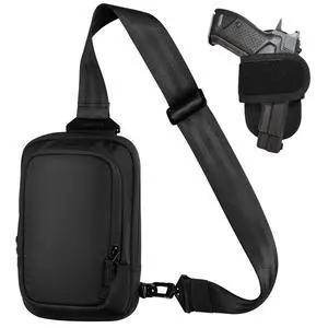 Concealed Carry Crossbody Sling Bag - CCW Tactical Chest Pack EDC (Large, Black) Concealed Carry Crossbody Sling Bag - CCW Tactical Chest Pack EDC (Large, Black)
