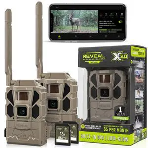 REVEAL X Gen 3.0 Cellular Trail Camera - Multi Carrier, HD Photos & Videos, Pre-Installed Antenna, Built-in GPS, Best Battery Life, Low-Glow IR Flash, Fast Trigger Speed + 32GB SD Card (2 PK) REVEAL X Gen 3.0 Cellular Trail Camera - Multi Carrier, HD Photos & Videos, Pre-Installed Antenna, Built-in GPS, Best Battery Life, Low-Glow IR Flash, Fast Trigger Speed + 32GB SD Card (2 PK)