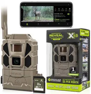 REVEAL X Gen 3.0 Cellular Trail Camera - Multi Carrier, HD Photos & Videos, Pre-Installed Antenna, Built-in GPS, Best Battery Life, Low-Glow IR Flash, Fast Trigger Speed + 32GB SD Card (1 PK) REVEAL X Gen 3.0 Cellular Trail Camera - Multi Carrier, HD Photos & Videos, Pre-Installed Antenna, Built-in GPS, Best Battery Life, Low-Glow IR Flash, Fast Trigger Speed + 32GB SD Card (1 PK)
