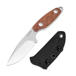 Muskrat Fixed Blade Knife, Warm Brown Mkuruti Wood Handle, 1064A2 | 3.15" S35VN Clip Point Stonewashed Blade, Small EDC Neck Knife with Black Sheath for Outdoor Hunting Survival Camping Muskrat Fixed Blade Knife, Warm Brown Mkuruti Wood Handle, 1064A2 | 3.15" S35VN Clip Point Stonewashed Blade, Small EDC Neck Knife with Black Sheath for Outdoor Hunting Survival Camping