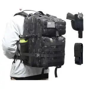 Tactical Backpack for Men, Military Backpacks with Gun Holster, Bug Out Bag 3 Day Assault Pack Large Molle Gun Backpack Pistol Bag of Handgun Black Camo Tactical Backpack for Men, Military Backpacks with Gun Holster, Bug Out Bag 3 Day Assault Pack Large Molle Gun Backpack Pistol Bag of Handgun Black Camo