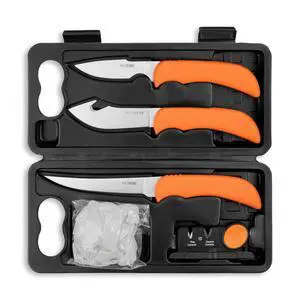 WildLite - 6-Piece Field to Freezer Hunting & Game Processing Knife Set with Gut Hook Blade, Caping Knife - Hunting Knives for Gutting Deer with Case - Deer & Elk Accessories WildLite - 6-Piece Field to Freezer Hunting & Game Processing Knife Set with Gut Hook Blade, Caping Knife - Hunting Knives for Gutting Deer with Case - Deer & Elk Accessories