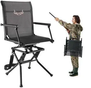 Hunting Chair, 360° Silent Swivel, Foldable Lightweight Portable Blind Chair, Heavy-Duty Steel Frame Ground Stool Seat, with Armrest, Adjustable Carry Strap, 300 Lbs Capacity for Fishing Camping Hunting Chair, 360° Silent Swivel, Foldable Lightweight Portable Blind Chair, Heavy-Duty Steel Frame Ground Stool Seat, with Armrest, Adjustable Carry Strap, 300 Lbs Capacity for Fishing Camping