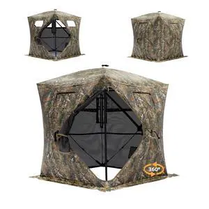 Hunting Blind - 2-3 Person & 3-4 Person 360 Degree See Through Ground Blinds for Hunting Deer and Turkey, Pop Up Deer Blind with Diamond-Shaped Door, Mud Flap, Portable Carry Bag Hunting Blind - 2-3 Person & 3-4 Person 360 Degree See Through Ground Blinds for Hunting Deer and Turkey, Pop Up Deer Blind with Diamond-Shaped Door, Mud Flap, Portable Carry Bag
