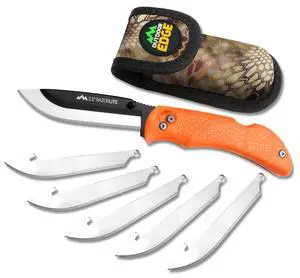 Razor-Lite Folding Hunting Knife 3.5 Replaceable Razor Blades, Non-Slip Rubber Handle, Lock-Back Safety, Includes 6 Blades and Nylon Sheath Razor-Lite Folding Hunting Knife 3.5 Replaceable Razor Blades, Non-Slip Rubber Handle, Lock-Back Safety, Includes 6 Blades and Nylon Sheath