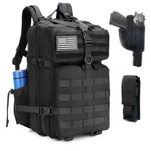 Tactical Backpack for Men with Gun Holster, 45L Military 3-Day Assault Pack, Large Bug Out Bag Molle Daypack for Women Hiking Travel Climbing Black Upgrade Tactical Backpack for Men with Gun Holster, 45L Military 3-Day Assault Pack, Large Bug Out Bag Molle Daypack for Women Hiking Travel Climbing Black Upgrade