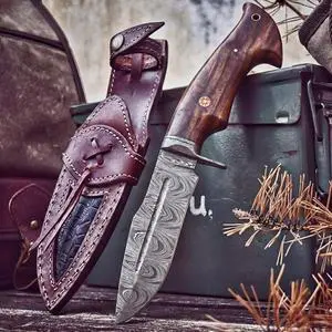 Beast Hunter - Handmade Damascus Steel Fixed Blade Hunting Knife 10" - Walnut Wood Handle & Leather Sheath - Skinning Outdoor Camp Survival Bushcraft EDC Knife - Collector Gifts for Men Beast Hunter - Handmade Damascus Steel Fixed Blade Hunting Knife 10" - Walnut Wood Handle & Leather Sheath - Skinning Outdoor Camp Survival Bushcraft EDC Knife - Collector Gifts for Men