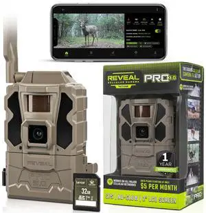 Reveal Pro 3.0 Cellular Trail Camera - Multi-Cellular Network, GPS, 2" LCD, No-Glow IR, Wi-Fi Enabled, HD Photos & 1080p Videos, Fast Trigger + 32GB SD Card (1PK) Reveal Pro 3.0 Cellular Trail Camera - Multi-Cellular Network, GPS, 2" LCD, No-Glow IR, Wi-Fi Enabled, HD Photos & 1080p Videos, Fast Trigger + 32GB SD Card (1PK)