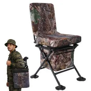 Hunting Chair with Storage Bag, 360 Degree Silent Swivel Hunting Seat, Camouflage Foldable Ground Blind Chair, Tool-Free Padded Cushion Portable Seat, Lightweight Hunting Chair with Storage Bag, 360 Degree Silent Swivel Hunting Seat, Camouflage Foldable Ground Blind Chair, Tool-Free Padded Cushion Portable Seat, Lightweight
