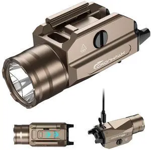 Rechargeable Pistol Light, 1350 Lumen Pic Rail Mounted Flashlight with Strobe, Fits MIL-STD-1913 Picatinny, Aluminum Alloy, FDE Rechargeable Pistol Light, 1350 Lumen Pic Rail Mounted Flashlight with Strobe, Fits MIL-STD-1913 Picatinny, Aluminum Alloy, FDE