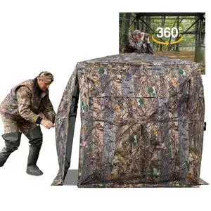 Hunting Blind 270/360 Degree See Through Ground Blind with Carrying Bag, 2/3/4 Person Pop Up Camouflage Tent Portable Concealed Shelter Hunting Blind 270/360 Degree See Through Ground Blind with Carrying Bag, 2/3/4 Person Pop Up Camouflage Tent Portable Concealed Shelter