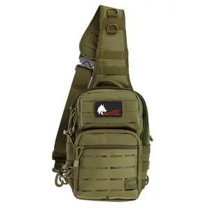 Mens EDC Sling Bag - Concealed Carry, Laser-Cut MOLLE, Lightweight, Green Mens EDC Sling Bag - Concealed Carry, Laser-Cut MOLLE, Lightweight, Green