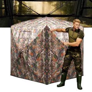 Hunting Blind 270/360 Degree See Through Ground Blind2/3 Person Soft Material Pop-Up Camouflage TentEasy-Fold Portable Concealed Shelter with Carrying Bag Hunting Blind 270/360 Degree See Through Ground Blind2/3 Person Soft Material Pop-Up Camouflage TentEasy-Fold Portable Concealed Shelter with Carrying Bag