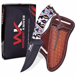 Handmade Cowboy Knife for Men & Women with Leather Sheath, Fixed Blade EDC Hunting Knife for Outdoor Skinning Full Tang blade (Bead Loom) Handmade Cowboy Knife for Men & Women with Leather Sheath, Fixed Blade EDC Hunting Knife for Outdoor Skinning Full Tang blade (Bead Loom)
