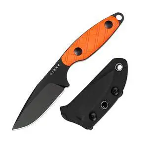 Muskrat Fixed Blade Knife, Argyle Pattern Orange G10 Handle, 1064M2 | 3.15" D2 Clip Point Black Blade, Small EDC Neck Knife with Black Sheath for Outdoor Hunting Survival Camping Muskrat Fixed Blade Knife, Argyle Pattern Orange G10 Handle, 1064M2 | 3.15" D2 Clip Point Black Blade, Small EDC Neck Knife with Black Sheath for Outdoor Hunting Survival Camping