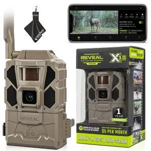 Reveal X Gen 3.0 Cellular Trail Camera - Multi Carrier, HD Photos & Videos, Pre-Installed Antenna, Built-in GPS, Best Battery Life, Low-Glow, Fast Trigger Speed + Cleaning Cloth (1 PK) Reveal X Gen 3.0 Cellular Trail Camera - Multi Carrier, HD Photos & Videos, Pre-Installed Antenna, Built-in GPS, Best Battery Life, Low-Glow, Fast Trigger Speed + Cleaning Cloth (1 PK)