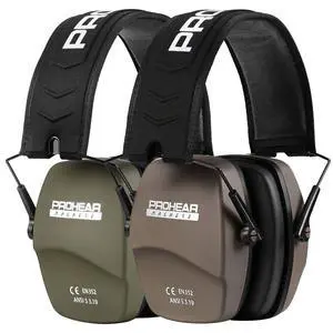 016 Shooting Ear Protection Earmuffs 2 Pack, NRR 26dB for Gun Range, Hunting -Green and Brown 016 Shooting Ear Protection Earmuffs 2 Pack, NRR 26dB for Gun Range, Hunting -Green and Brown
