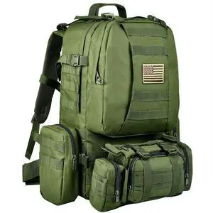 Tactical Backpack Military Army Rucksack 60L Large Assault Pack Detachable Molle Bag, Army Green Tactical Backpack Military Army Rucksack 60L Large Assault Pack Detachable Molle Bag, Army Green