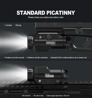 HL-20 Pistol Light 1500 Lumen Upgrade LED Weapon Light Compact Rail Mounted Handgun Tactical Flashlight Rail Locating Keys for Picatinny, Black HL-20 Pistol Light 1500 Lumen Upgrade LED Weapon Light Compact Rail Mounted Handgun Tactical Flashlight Rail Locating Keys for Picatinny, Black