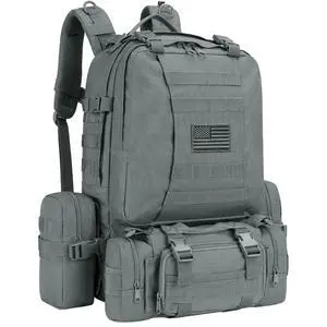 Tactical Backpack Military Army Rucksack 60L Large Assault Pack Detachable Molle Bag, Grey Tactical Backpack Military Army Rucksack 60L Large Assault Pack Detachable Molle Bag, Grey