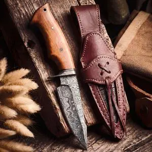 Predator Hunter - Handmade Damascus Steel Fixed Blade Knife 10" - Olive Wood Handle & Belt Leather Sheath - Bushcraft Outdoor Camping Skinning & Survival Knife - Collector Gifts for Men Predator Hunter - Handmade Damascus Steel Fixed Blade Knife 10" - Olive Wood Handle & Belt Leather Sheath - Bushcraft Outdoor Camping Skinning & Survival Knife - Collector Gifts for Men