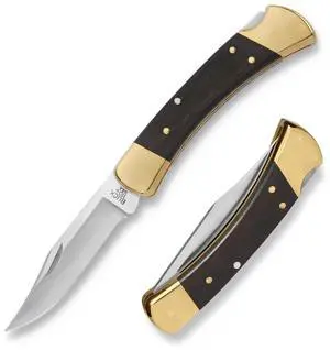110 Folding Hunter Knife, 3-3/4" Blade, Lockback Design, Ebony Handle, Brass Bolsters, 420HC Stainless Steel Clip Point Blade, Sheath Included, Hunting Knife Made in the USA, 7.2 oz 110 Folding Hunter Knife, 3-3/4" Blade, Lockback Design, Ebony Handle, Brass Bolsters, 420HC Stainless Steel Clip Point Blade, Sheath Included, Hunting Knife Made in the USA, 7.2 oz
