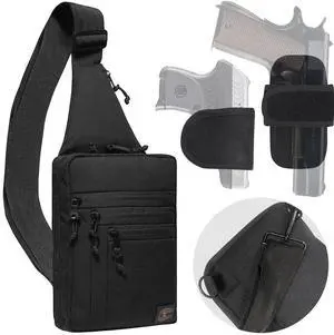 Tactical Sling Bag Switchable R&L Shoulder Crossbody Bag for Concealed Carry of Handgun Compact Pack Tactical Sling Bag Switchable R&L Shoulder Crossbody Bag for Concealed Carry of Handgun Compact Pack