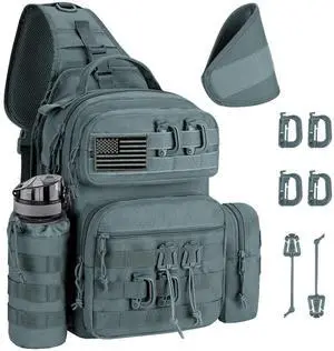 Tactical Sling Bag Backpack for Men Military Shoulder Sling Bag Molle Army Assault Detachable Tactical Bag (Grey) Tactical Sling Bag Backpack for Men Military Shoulder Sling Bag Molle Army Assault Detachable Tactical Bag (Grey)